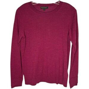 Banana Republic Machine-Washable Merino Double-Cuff Crew Sweater - Burgundy - M